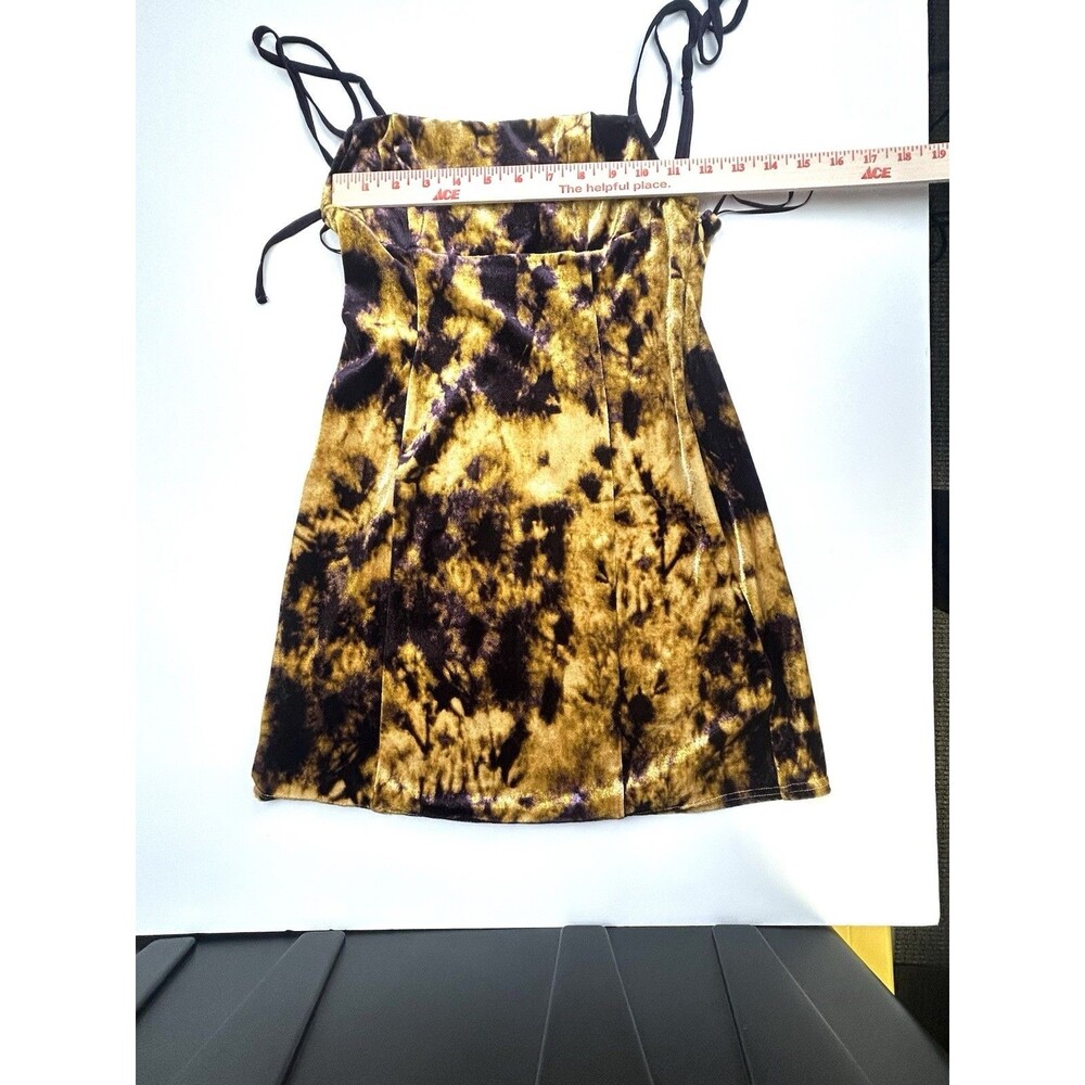 Urban Outfitters Mini Dress | Women's S | Gold Purple Tie Dye Velvet Strappy - Picture 2 of 10